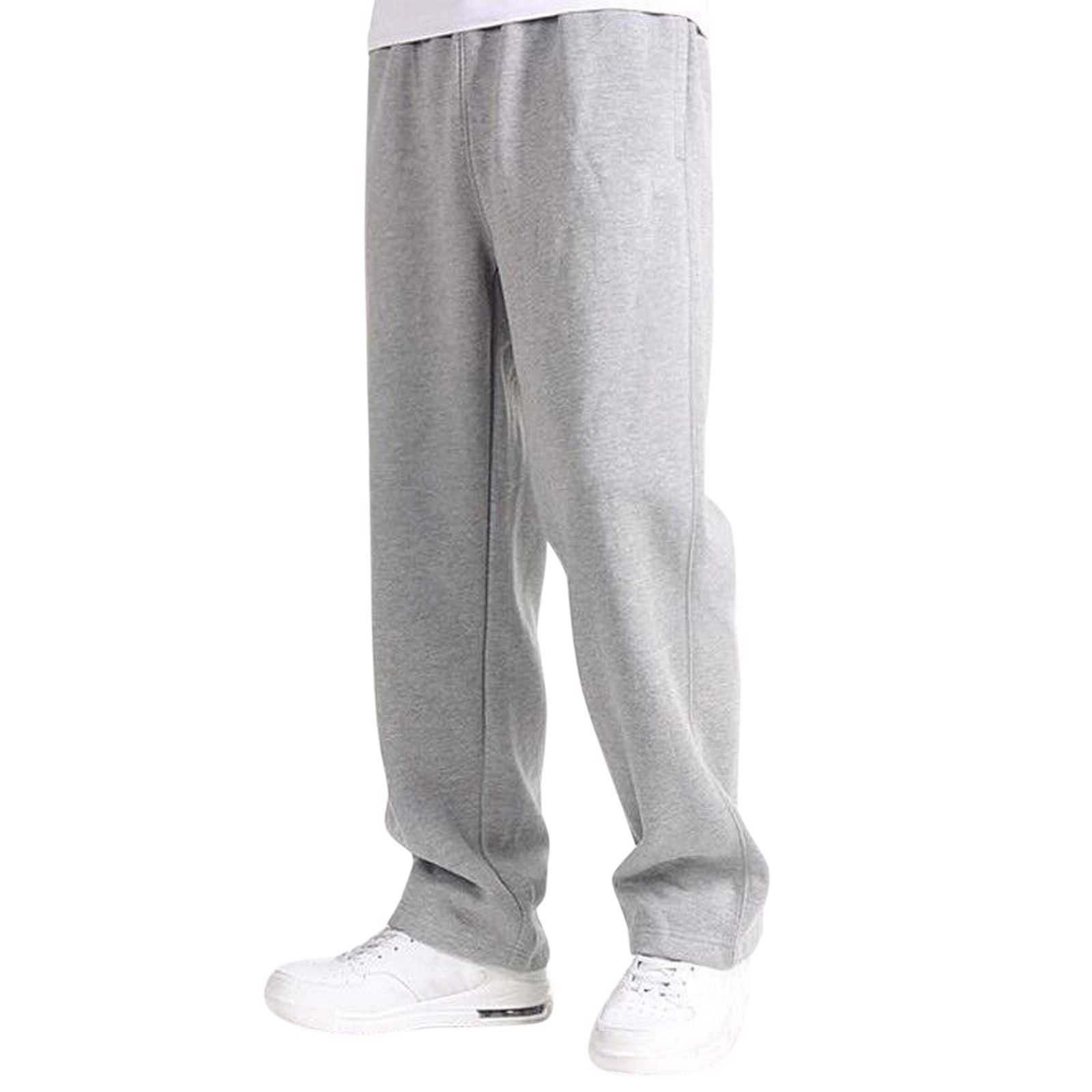thumbnail image 5 of Pantalones rectos holgados informales para hombre - Pantalones cálidos con cintura elástica - Diseño liso otoño/invierno M-XXXL, 5 of 8